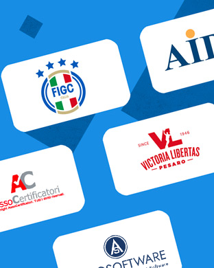 Immagine grafica sfondo blu con puntini, 3 mani che sostengono un modo al centro.